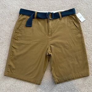 Carbon Khaki Shorts with Dark Blue Belt